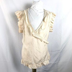 J. Crew Blakely Wrap Blouse Ivory Size 10 100% Silk